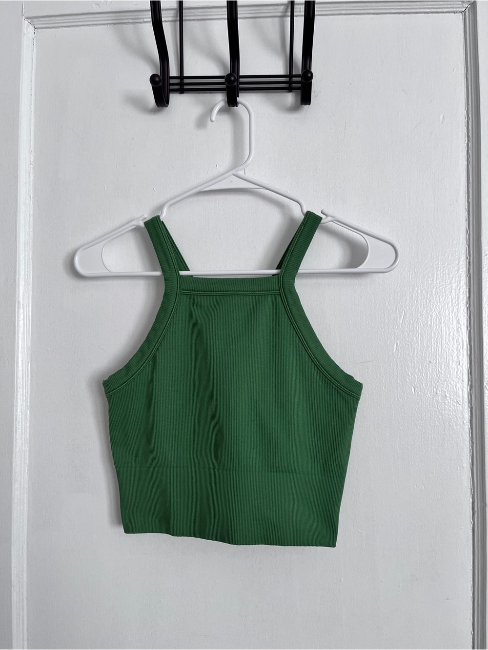 Athleta Green Ribbed High-Neck Crop Tank
